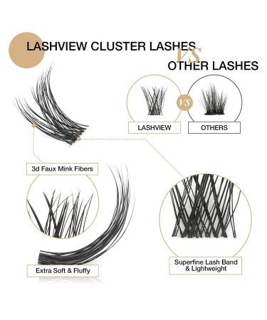 LASHVIEW DIY Individual Cluster Lashes - Natural 10mm - Featherlight Synthetic Lashes - Reusable - Transparent - Buy Online on GoSupps.com