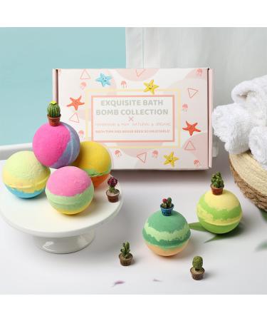 Blue Velvet 6 Pack 3.6 OZ Bath Bombs Gift Set Inside Family Cactuses Surprise MISHIU Bubble Bombs Lily Lemongrass Juniper Scented Fizzy C005