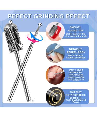Nail Drill Bits 3/32 Tungsten Carbide Cuticle Clean Bit - 2Pcs Medium Round Top Barrel Head Bits for Gel Polish & Natural Nails - Coarse Medium Grit - Buy Online on GoSupps.com