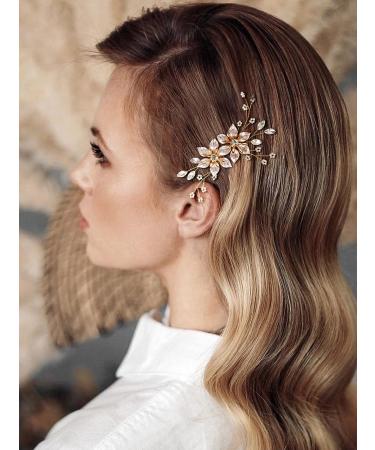 SWEETV Gold Bridal Hair Comb | Handmade Wedding Hair Clip & Accessories for Women - Buy Online on GoSupps.com