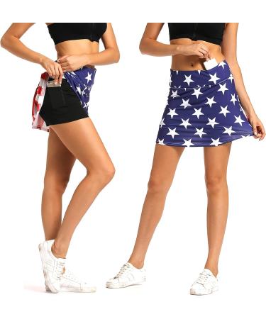 Ibeauti Women's USA Flag Tennis Skort with 3 Pockets - Medium - Buy Online on GoSupps.com