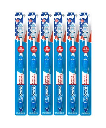 Oral-B Cavity Defense Toothbrush with Cup Shaped Bristles & Tongue Cleaner 40 Soft - Pack of 6