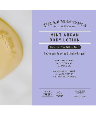 Pharmacopia Mint Argan Body Lotion - Natural & Organic Vegan Moisturizing Aromatherapy Cream - 16 oz - Buy Online on GoSupps.com