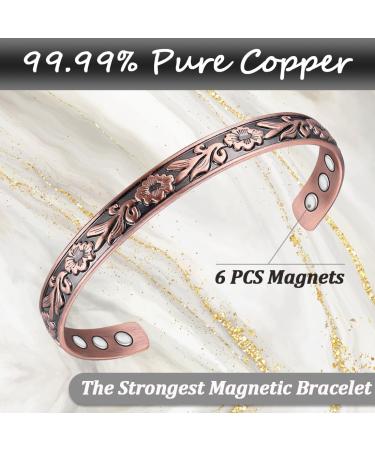 Vicmag Copper Magnetic Bracelet for Women | 99.99% Pure Copper | 6X Ultra Strength Magnets | Adjustable Size | Gift Box Included - Buy Online on GoSupps.com
