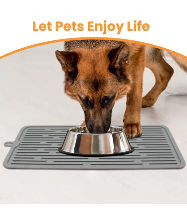 Ptlom Pet Placemat for Dogs and Cats - Prevent Food and Water Overflow - Medium and Small Pet Mat - Small Grey - Buy Online on GoSupps.com