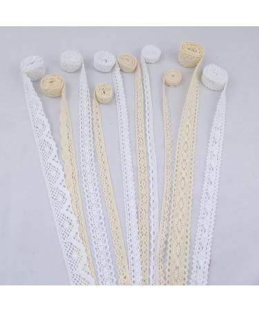 IDONGCAI 40 Yards Cotton Lace Trim - 10 Styles Mixed Color Vintage Crochet Ribbon for DIY Sewing Craft & Wedding Decoration - Scalloped Edge Bridal Lace - Buy Online on GoSupps.com
