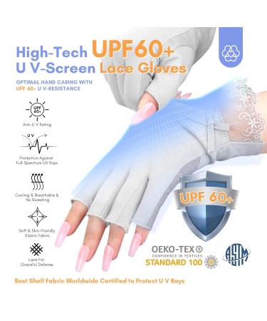 Saviland UV Gloves for Gel Nails - 2 Pairs Lace UPF60+ Protection Gloves for Women - Nail Lamp Supplies - Buy Online on GoSupps.com