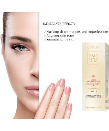 FLOSLEK BB Multi-Task Face Cream 5 in 1 SPF15 | 50 ml | Contains Peptides Vitamin C Troxerutin & Shea Butter | Masks Discoloration and Imperfections | for All Types of Skin - Buy Online on GoSupps.com