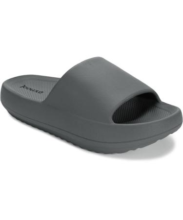Joomra Arch Support Slides for Women and Men Recovery Sandals Plantar Fasciitis Slippers | Pain Relief Cushion Thick Sole 7.5-8.5 Women/6-7 Men Deep Grey With Arch Support