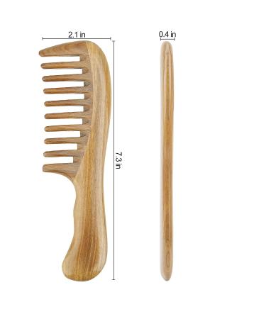 Onedor Handmade 100% Natural Green Sandalwood Hair Comb - Anti-Static Detangler Comb with Sandalwood Scent (Extra Wide Tooth) - Buy Online on GoSupps.com