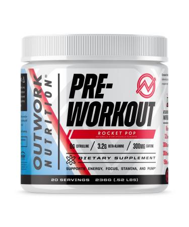 Outwork Nutrition Pre-Workout Supplement with Nootropics - Energy & Mental Focus for Better Workouts - Backed by Science (Rocket Pop  226 Grams)