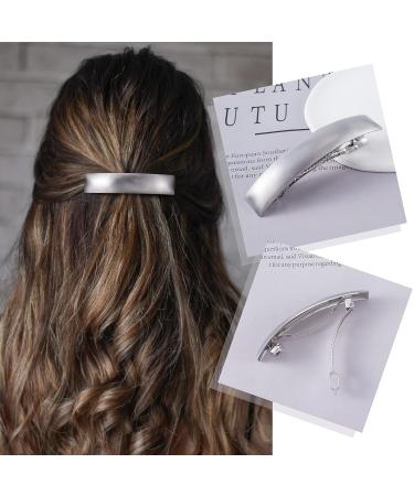 HINZIC 2PCS Metal Bar Hair Clip Barrettes - Gold Silver Rectangular French Barrette for Girls & Women - Buy Online on GoSupps.com