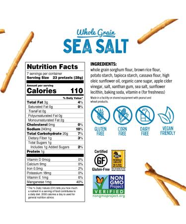 Quinn Gluten Free Sea Salt Pretzel Sticks | Vegan, Corn & Soy Free, Non-GMO - 7 Oz Bag - Buy Online on GoSupps.com