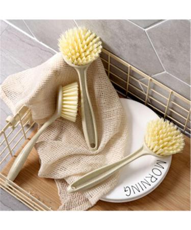 Kitchen Pot Brush Decontamination Long Handle Pot Brush Dishwashing Brush Household Pot Washing Brush Sink Stove Cleaning Brush 2pcs Easy to Store One Size Beige - Buy Online on GoSupps.com