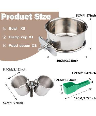 5-Pack Stainless Steel Bird Bowls with Clamp - Food and Water Dishes for Parakeets, Cockatiels, Budgies, Conures, Lovebirds, Macaw - Includes Dispenser Spoon - Buy Online on GoSupps.com