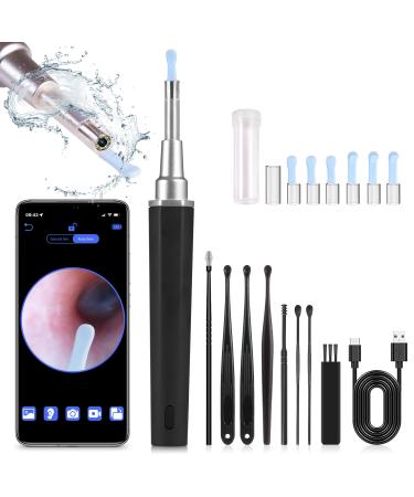 TOWODE Ear Wax Removal - 5MP Ear Cleaner with Camera  Ear Wax Removal Kit with 6 Silicone Ear Scoops  Wireless Ear Wax Removal Tool with Built-in WiFi  Compatible with iPhone  iPad and Android Black
