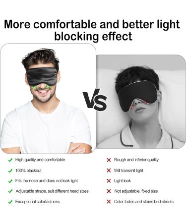 Silk Sleep Mask | Soft Satin Eye Cover for Men & Women | Adjustable Blackout Blindfold for Comfortable Sleep (Black - Buy Online on GoSupps.com