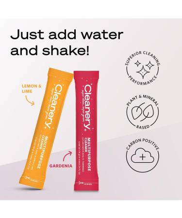 All-Purpose Cleaner Refill Powder Concentrate 4pk & Reusable Bottle | Eco-Friendly Cruelty-Free Gardenia & Lemon Lime Scents - Perfect for Kitchen & Bathroom Cleaning - Buy Online on GoSupps.com