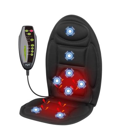 Seat Massager with Heat, Vibrating Back Massager for Chair Massage Cushion, 8 Vibrating Nodes to Relieve Stress and Fatigue for Back, Shoulder and Thighs Black1