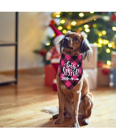 STMK Big Sister Plaid Dog Bandana | Pregnancy Announcement & Gender Reveal Photo Prop | Pet Scarf Accessories in Pink - Buy Online on GoSupps.com