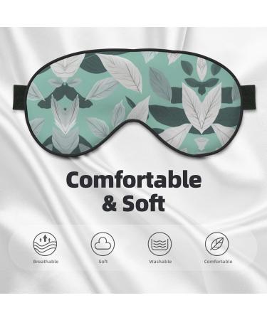 Mint Gray Leaves Print Double-Sided Eye Mask | Soft Light Blocking for Better Sleep Quality - Shop Internationally - Buy Online on GoSupps.com