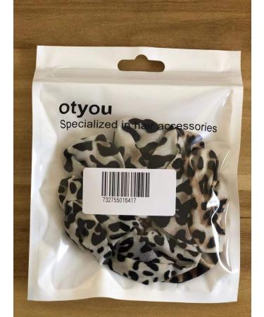 Otyou 4 Pack Bright Leopard Print Hair Scrunchies - Soft Fabric Elastic Hair Bands for Women and Girls - Buy Online on GoSupps.com