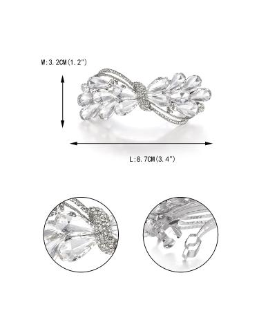 EVER FAITH Bridal Crystal Hair Barrette Clip | Rhinestone Waterdrop Bow Bowknot Hair Accessory for Women - Clear Silver-Tone - Buy Online on GoSupps.com
