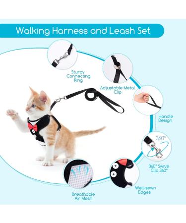 Nobleza Small Dog Harness and Cat Leash Set with Bowtie | Adjustable Metal Clip | Breathable Air Mesh for Puppies, Kitties, Small Dogs, and Cats - S Size (Chest Girth 9-16.5) - Buy Online on GoSupps.com