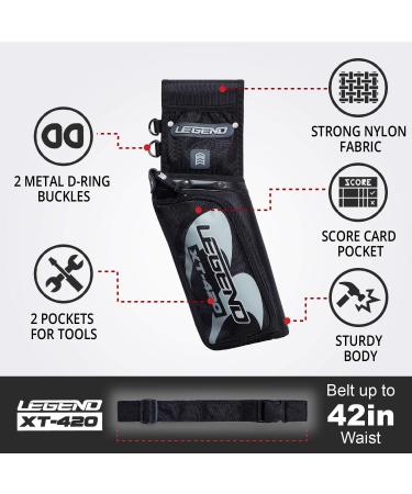 LEGEND XT420 Archery Hip Quiver - 3 Arrow Tube Holder, Storage Pockets, Premium Nylon Material - Right Handed Black - Buy Online on GoSupps.com
