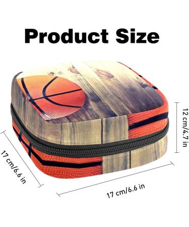 Retro Basketball Wood Storage Bag | Portable Menstrual Cup & Pad Pocket for Women & Teens - Buy Online on GoSupps.com