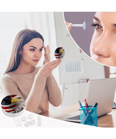 American Bald Eagle USA Flag Contact Lens Case - Portable Travel Lens Box with Mirror - Perfect Gift for Eye Care - Buy Online on GoSupps.com