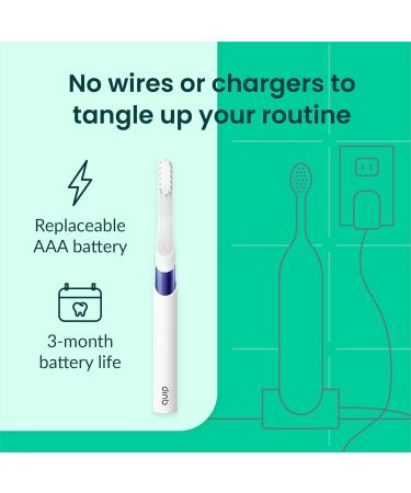 Quip Sonic Toothbrush for Adults - Electric with Timer Extra Brush Head & Travel Cover - Indigo Soft Bristle Toothbrush with 3 Month Battery Life - Buy Online on GoSupps.com
