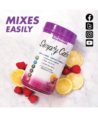 Bluebonnet Simply Calm Powder - 16 oz - Raspberry Lemon Flavor | Muscle Cramps, Stress Relief | Non-GMO, Vegan, Gluten-Free - Buy Online on GoSupps.com