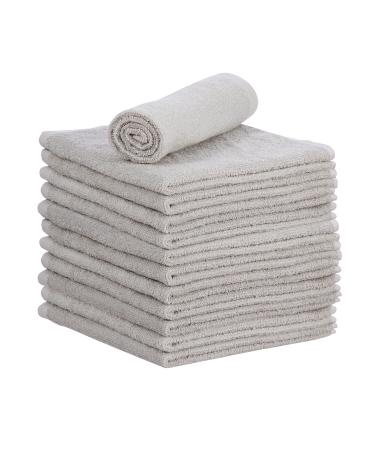 Superio Cotton Terry Washcloths Grey Towels 100% Cotton Cleaning Cloth 16 Rags Wash Clothes for Body and Face Spa Towels Multi Purpose (12 Pack) 12 16x16