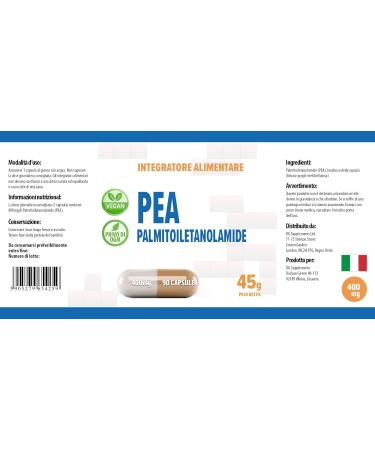 Hepatica Palmitoylethanolamide PEA 400mg 90 Vegan Capsules Certificate of Analysis by AGROLAB Germany High Power Gluten Free and GMO Free - Buy Online on GoSupps.com