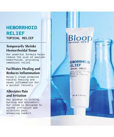 Bloop Hemorrhoid Relief Cream | Maximum Strength with Phenylephrine & Pramoxine | Soothing Andiroba & Copaiba Oils | 1oz - Fast Pain & Inflammation Relief - Buy Online on GoSupps.com