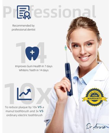 7am2m Sonic Electric Toothbrush with 6 Brush Heads for Adults and Kids Wireless Fast Charge One Charge for 60 Days 5 Modes with 2 Minutes Built in Smart Timer Electric Toothbrushes(Navy Blue) No Travel Case Navy Blue - Buy Online on GoSupps.com
