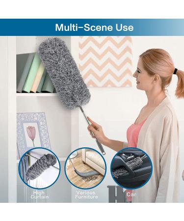 FUUNSOO Microfiber Duster with Extension Pole - 30-100 Inches | Retractable Gap Dust Brush Cleaner for High Ceiling Fans, Cobwebs, Blinds, and Furniture - Gray - Buy Online on GoSupps.com