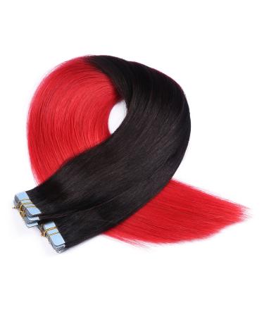 Novon Hair Extensions | Tape In On Hair Extensions #1B/Red Ombre - 40cm - 50 Tresses - 100% Remy Real Hair - Buy Online on GoSupps.com