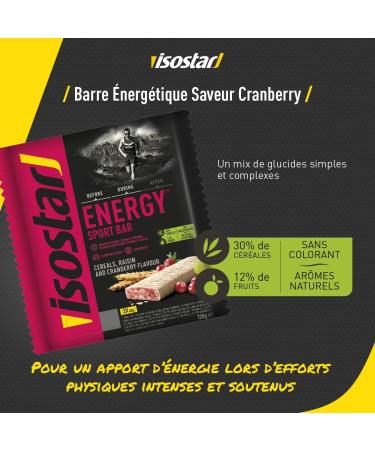 Isostar - Energy Sport Bars Cereal and Cranberry Flavor - Energy Bars Source of Carbohydrates - Healthy Snack for Athletes - Reduces Fatigue - 1 Pack of 3 Bars of 40 g - 3 x 40g - Buy Online on GoSupps.com