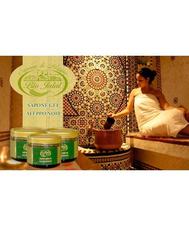  BIO JALAL Aleppo Soap BLACK GEL with olive oil and laurel oil - 400 g - 100% natural scrub exfoliating and regenerating for the body and face in the hammam or spa. - Buy Online on GoSupps.com