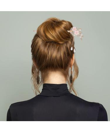 Lurrose 2-Piece Chinese Hair Rods & Metal Pearl Hairpins - Japanese Hairsticks with Floral Design | Opal Hair Jewelry - Buy Online on GoSupps.com