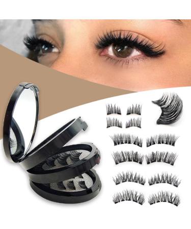 Reusable Dual Magnetic Eyelashes No Eyeliner or Glue Needed 3D Magnetic lashes without Eyeliner False Eyelashes Natural Look Soft Fake Lashes Extension Set with 3 Styles