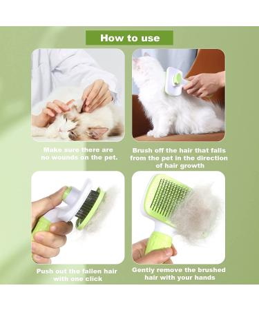 Garstor Self-Cleaning Pet Brush for Dogs, Cats, and Rabbits - Removes Loose Fur and Undercoat - Green - Buy Online on GoSupps.com