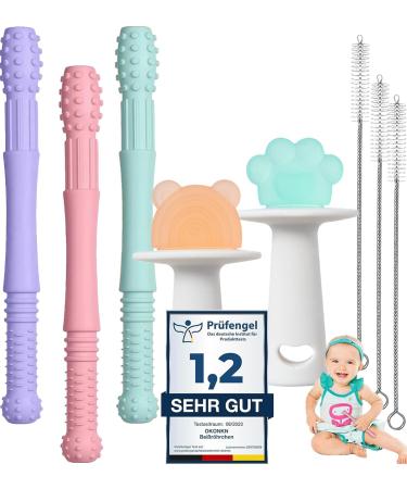 Okonkn bite tube baby bpa-free silicone 5 pieces to dental aid baby stork teeth baby help violet root baby bite ring baby teeth cool