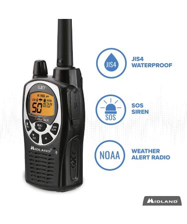 Midland 50 Ch Waterproof GMRS Two-Way Radio - Long Range Walkie Talkie w/ 142 Privacy Codes, SOS Siren, NOAA Weather Alerts - Black/Silver 3-Pack - Buy Online on GoSupps.com