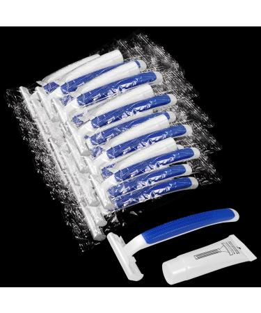 Disposable Razors in Bulk ,razors individually wrapped bulk,Twin Blade Razors with Clear Safety Cap and Shaving Cream, Razors For Homeless, Hotel,Air Bnb,Shelter/Homeless/Travel (50 PCS) 50 Count (Pack of 1)
