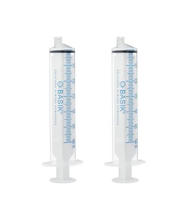 UrnConcern 60ml Enteral Feeding Syringe ENFIT with Caps | 60cc Syringe | Reusable Silicone O-Ring Syringe | Tube Feeding | with Clean Assure White Plunger (2 Pack)
