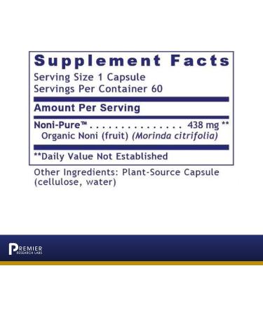 Premier Research Labs Noni Capsules - Organic Noni Fruit for Digestion & Immune Support - 60 Plant-Source Capsules - Buy Online on GoSupps.com