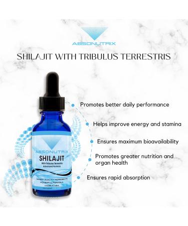 Absonutrix Shilajit with Tribulus Terrestris 390 mg 4 Oz Liquid 300 Servings Made in USA Quick Absorption Quality Potent Ingredients Non-GMO GMP Certified Facility Cruelty-Free Products - Buy Online on GoSupps.com